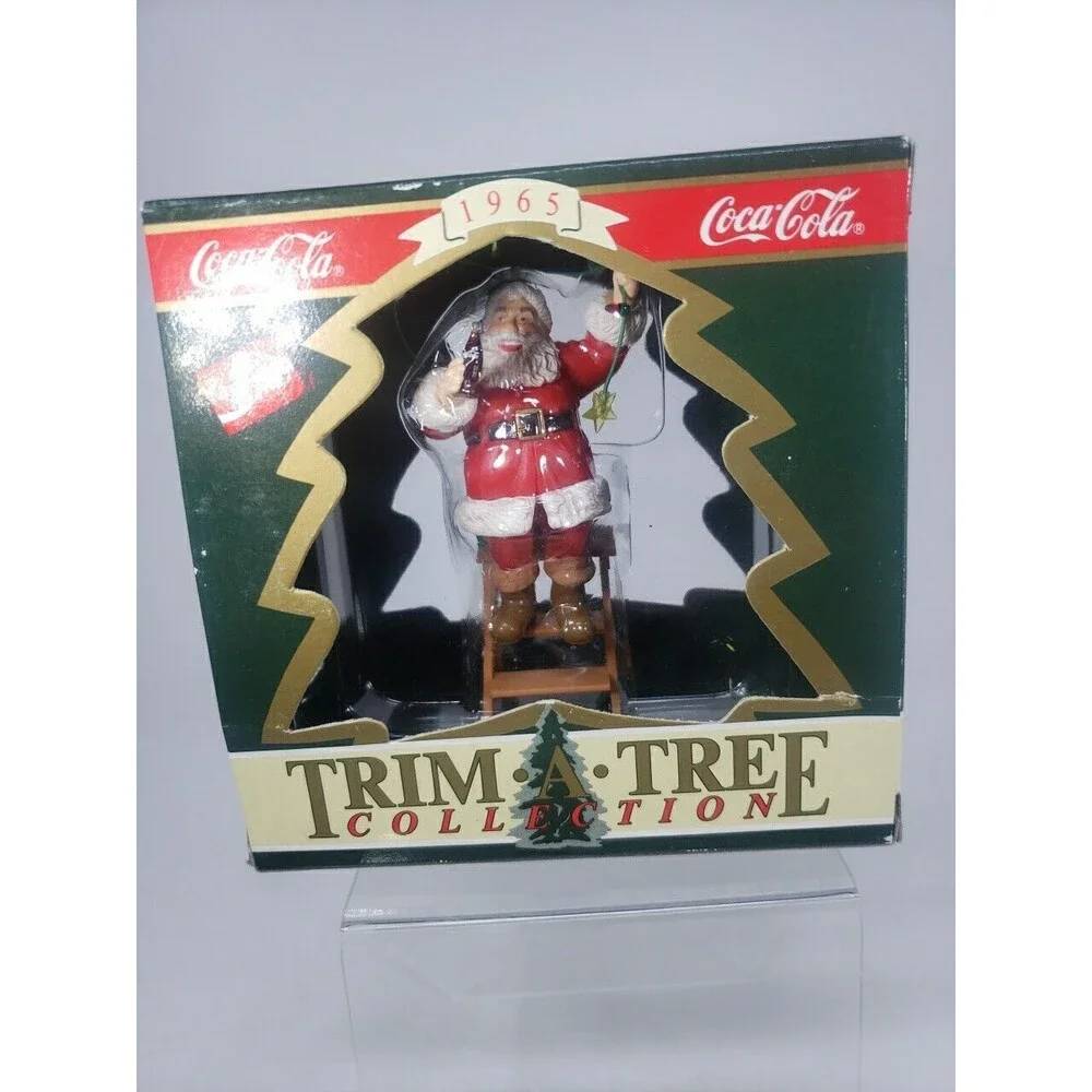 Coca Cola Trim A Tree Collection 1965 Santa Decorating Lights Ornament 1993 VTG